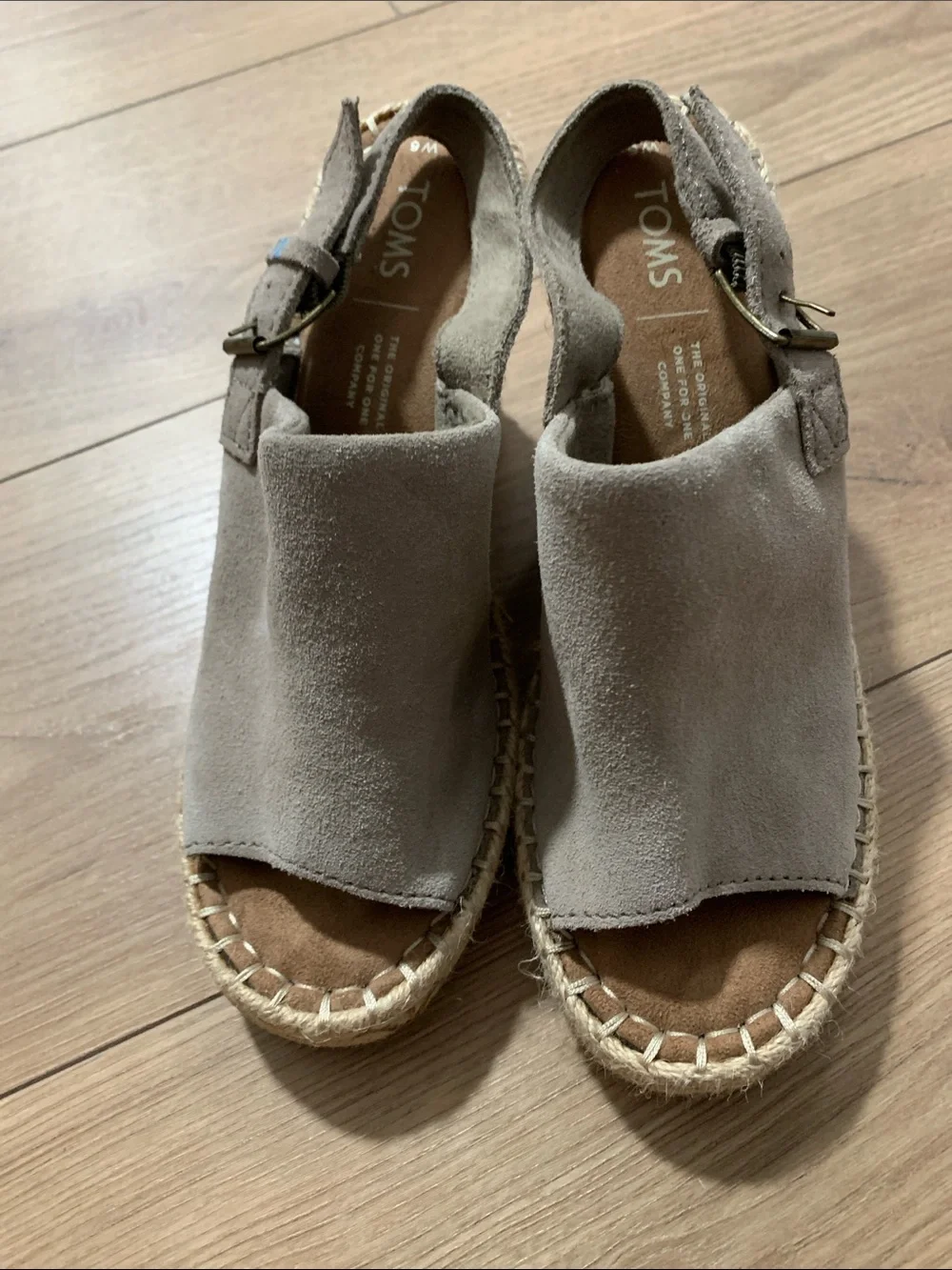 TOMS Taupe Suede Espadrille Slingback Sandals